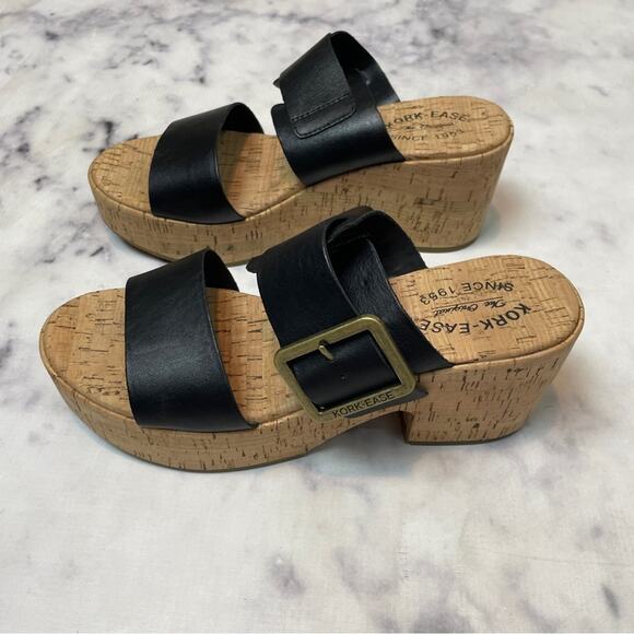 Kork-Ease Taige Black Double Strap Platform Slide Sandals - Picture 6 of 11